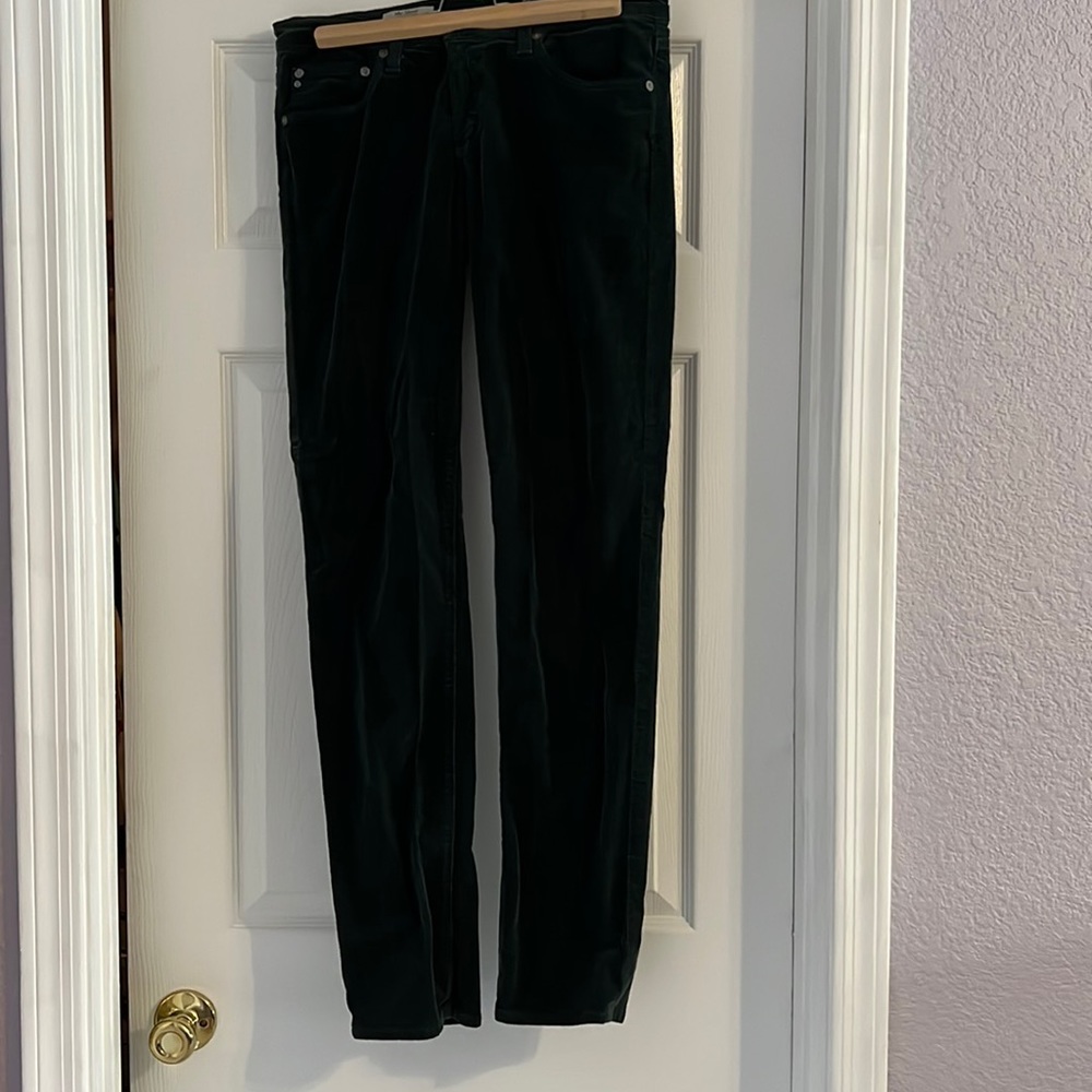 AG The Stevie, slim/straight.  Dark green corduroy pants.  Size 29R.